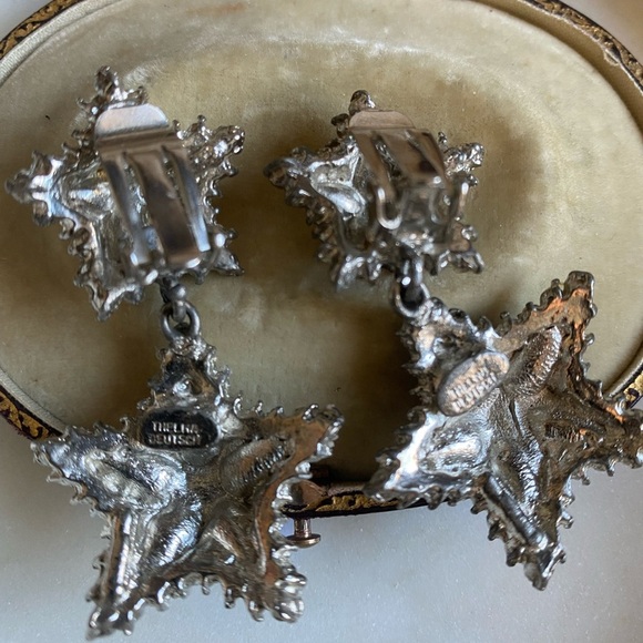 Vintage Thelma Deutsch Earrings pink/Star with AB Rhinestones Clip On ea… - Picture 12 of 13